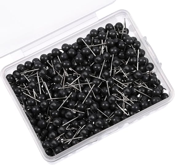 Willbond 500 Pcs 1/8 Inch Black Push Pins Small Round Head Map Tacks Pins