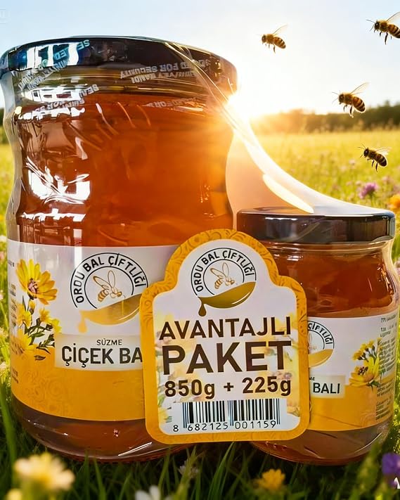 Ordu Süzme Çiçek Balı Cam Kavanoz (850g + 225g Hediyeli)