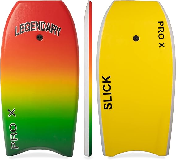 Bodyboard for Beach with Hard Slick Bottom, Boogie Boards for Kids & Adults, Legendary Pro X Heat Sealed with EPS Core, Leash