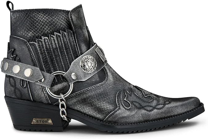Mens Leather Cowboy Riding Ankle Boots Croc Cuban Biker Dancing Winklepickers Western