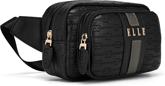 ELLE Eleganza 1.6L Vegan Leather Monogram Crossbody/Belt Bag