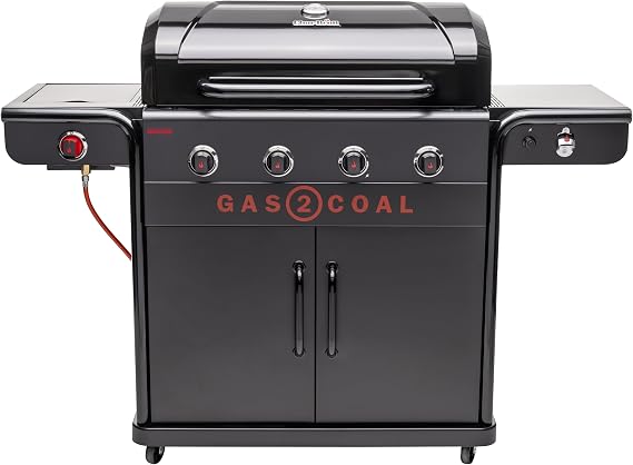 Char-Broil Gas2Coal Special Edition 4 Hybrid Gas and Charcoal Barbecue Grill with Ceramic Sear Burner for up to 900 °C and Extra Griddle