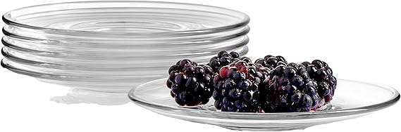 Pasabahce Premium Clear Glass Plate Saucers Set of 6, Safe in Microwave, Great for Servicing Cookies, Snacks, Fruits, Coffee, and Tea Cups, Housewarming Idea