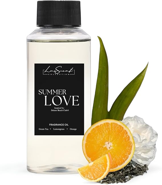 Summer Love Aroma Essential Oil 120ML - A Fusion of Green Tea, Lemongrass, Lily, Amber & Musk - Inspired by Delano Beach Club - Luxury Hotel Diffuser Oil - Aromatherapy Diffuser Oil