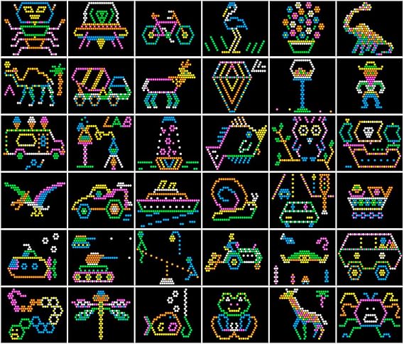 Starter Pack #2 - Template Pattern Refill Sheets for Lite Brite Ultimate Classic - (36 Pack - 7"x8")