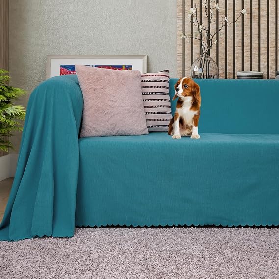 LATUDA CONCEPT Koltuk Örtüsü Şönil Kaymaz Çift Taraflı Çekyat Örtüsü Koltuk Şalı 175x300 - TURKUAZ