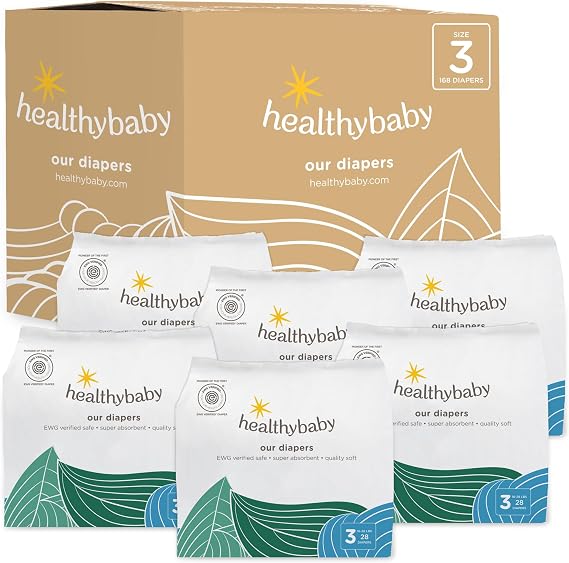 Our Diapers | The First EWG Verified & Microbiome-Friendly Diaper | Size 3 (16-28 lbs) 168 Count | 12-Hour Leak Protection | Made with Organic Cotton & Plant-Derived Materials | Totally Chlorine Free