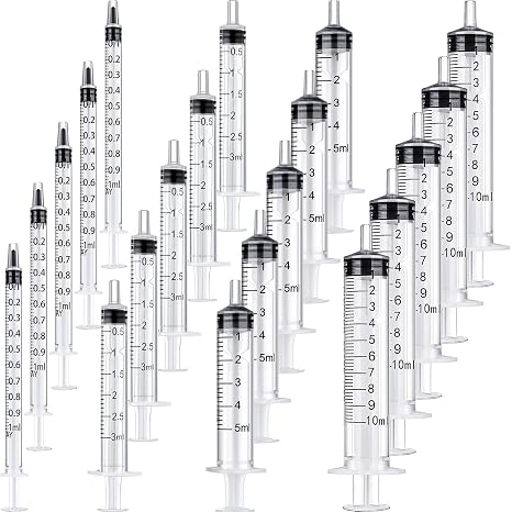 Frienda 20 Packs Syringes Without Needles,1 Ml/ 3 Ml/ 5 Ml/ 10 Ml