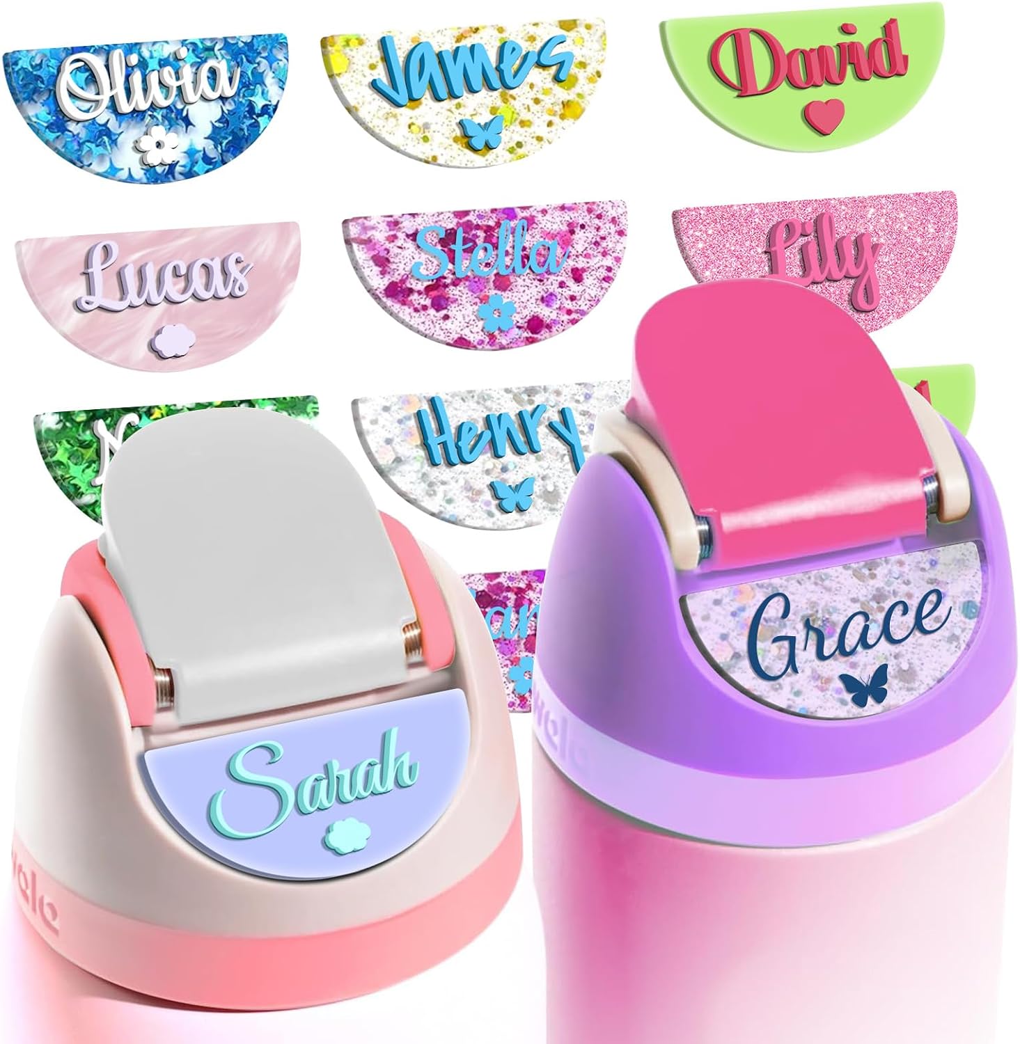 Personalized Owala Name Plate Water Bottle Accessories,Custom Name Tag Topper for Owala,Ideal Christmas & Birthday Gift (Semicircle)