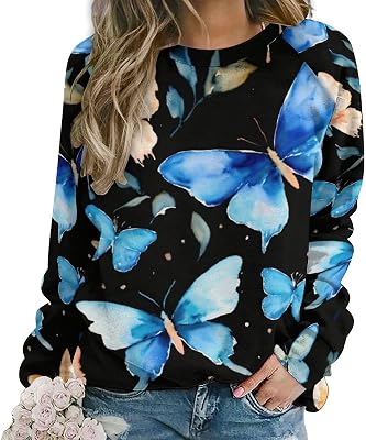 Womens Boho Floral Sweatshirts Casual Oversized Long Sleeve Crewneck Sweatshirts Fall Graphic Pullover Shirt Top