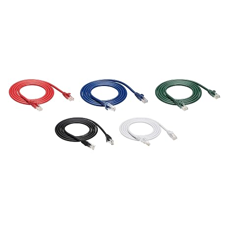Amazon Basics 10Gbps High-Speed Cat6 Ethernet Patch Internet Cable, RJ45, Gold-Plated Connectors, Snagless, 5 Foot, 5-Pack Multicolor