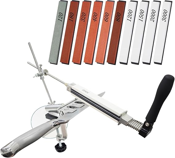 Professional Knife Sharpener with 10 Sharpening Stones Professional Knife Sharpener 120-3000 Grit for Kitchen Knives Adjustable Angle Knife Sharpening System Kit Abrasive Holding System