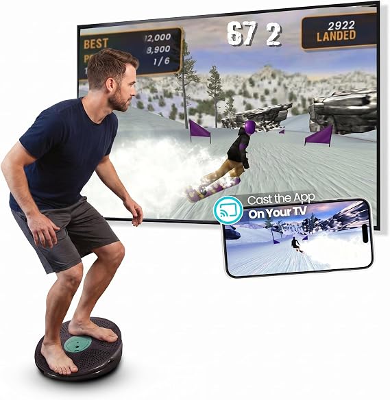 GoBalance Board - App-Enabled Balance Board. Smart Bluetooth Sensor, 12 FREE Interactive Games - Fun, Balance Training and Home Gym Workout! Boost Coordination & Strength for Teens and Adults