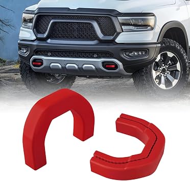 Front Tow Hooks Covers Hitch Cover customized Car Tow Hooks Compatible with RAM 1500 Accessories 2019-2026|Red (Not Fit for RAM 1500 Classic,Warlock,RAM 2500,RAM 3500)