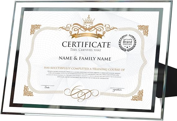 Silver A4 Picture Frame Certificate Frame Glass Diploma Graduation Photo Display Stand For Tabletop or Wall