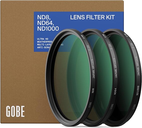 Gobe 62mm ND8, ND64, ND1000 Lens Filter Kit