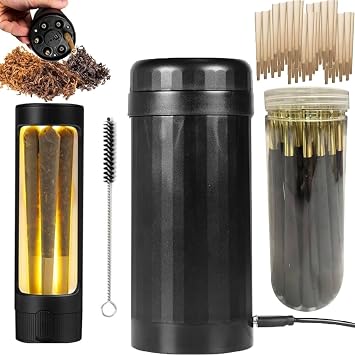 2in1 Roller Mills, Portable Swift Roll Cylinder Grinder Machine with 50 Papers with 1 LED Storage Tank, Pro Roller Electric Grinder and Cone Filler&Cone Grinde (1 Set)
