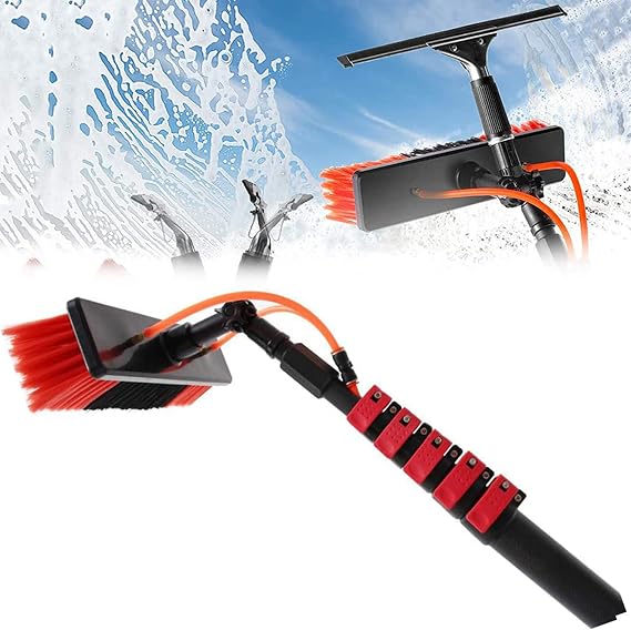 Water Fed Pole Kit Extension Pole,Window Washer Wand,Outdoor Window Cleaner Brush Solar Panel Cleaning Tool Washing Tool Tall Window Glass Cleaning Poles Telescopic Water Fed Brush,10.8m/36FT