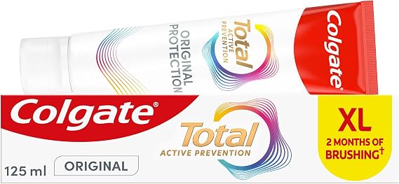 Colgate Total Active Prevention Original Toothpaste 125ml | Fights Root Causes* of Many Oral Health Problems³ | 24h Antibacterial¹ Protection | clinically Proven | Patented² Technology