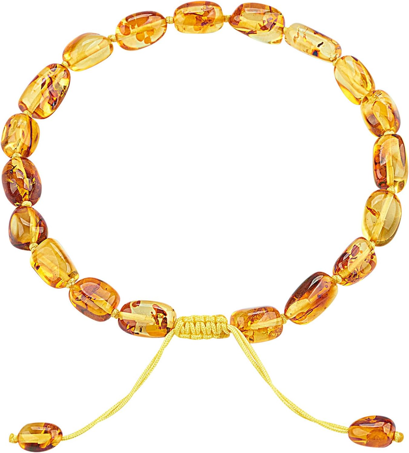 Baltic Amber raw Bracelet Gift Set -100% Certified and Authentic Premium Quality Raw Baltic Amber-True amber stone bead (Small size cognac, 8 inch)