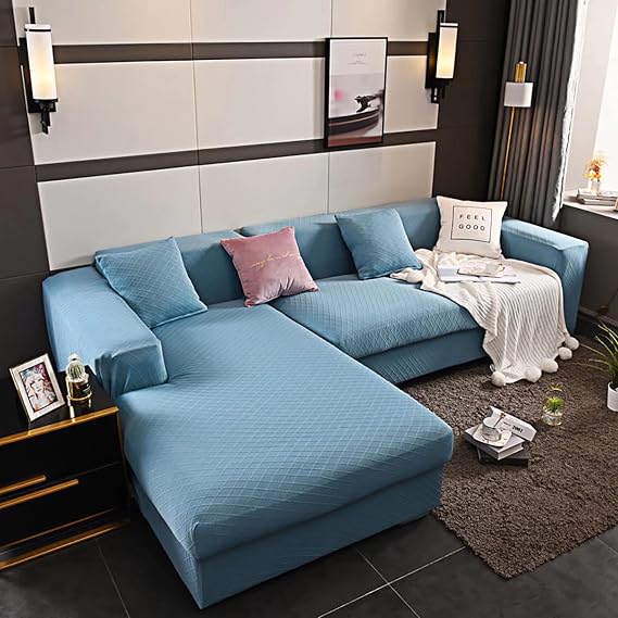 High Stretch Sofa Covers Slipcovers 1-Piece Couch Sofa Cover Soft Furniture Protector,Blue,74" to 90"