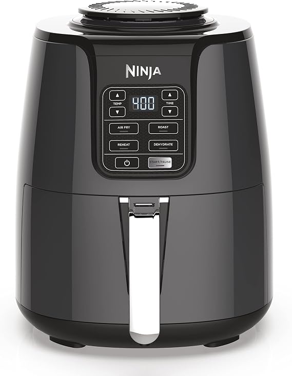 Ninja Air Fryer | 4 QT Capacity | 4-in-1 Roast, Crisp, Roast, Reheats, Dehydrates | Dishwasher Safe Parts | 105F-400F | Includes 20 Easy & Healthy Recipes | 1550 watt | Grey | AF101