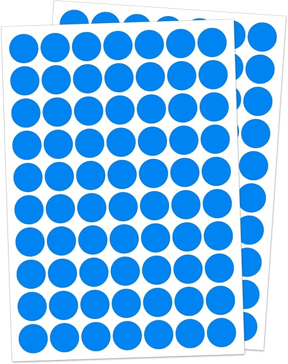 1" Blue Dot Stickers 1050 PCS Round Circle Stickers Colored Coding Labels