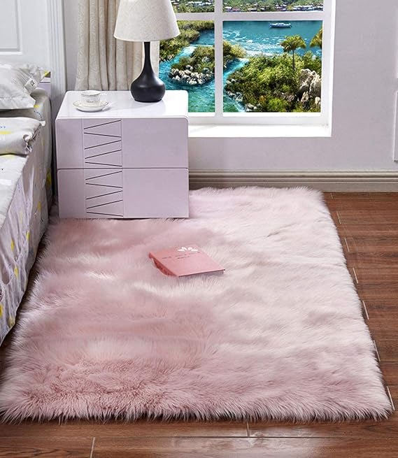 160x230cm Faux Fur Rug Pink Fluffy Rugs for Living Room