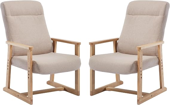 KCC Recliner Chair Adjustable Fabric Single Accent Chair,Beige,Set of 2