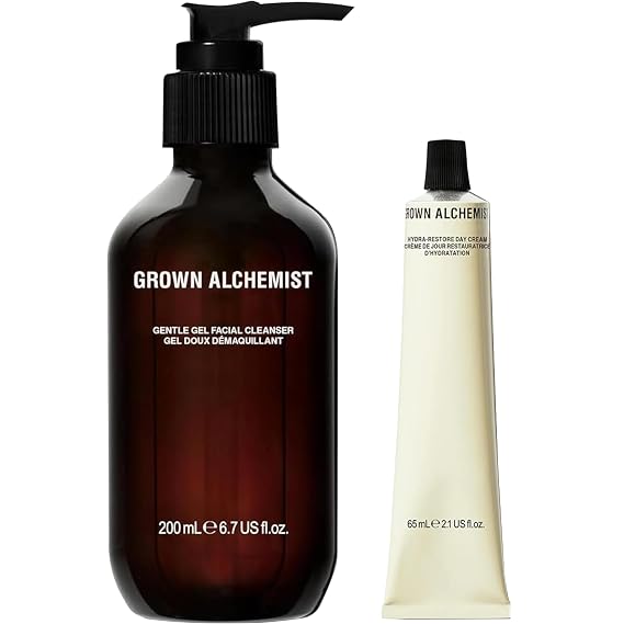 Grown Alchemist Men's Skin Essentials Bundle Kit: Hydra Restore Day Cream (65ml) + Gentle Gel Facial Cleanser (200ml)
