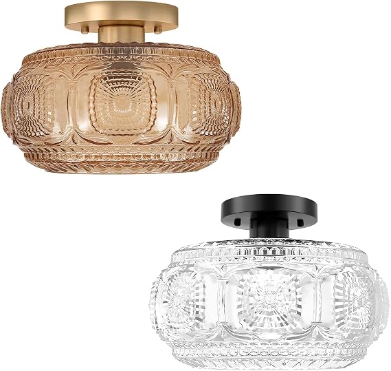 Semi Flush Mount Ceiling Light, Globe Glass Ceiling Light Fixture