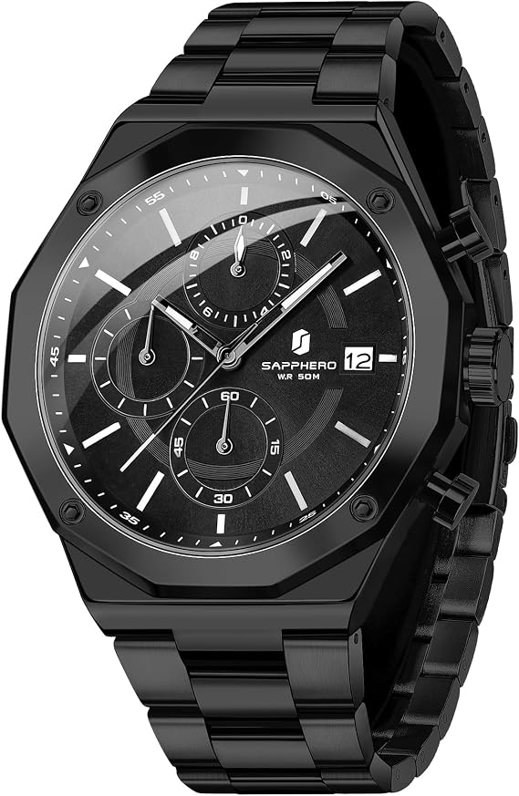 BENYAR Mens Watch UK Easy-to-Read Watches Men Luxury Watches for Men Waterproof Chronograph Sliver/Gold/Blue/Black Leather/Stainless Steel Birthday/Christmas/Fathers Day Gift