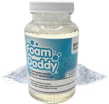 Snow Machine Liquid Concentrate Produces 1 Gallon of Fluffy Realistic Snow Works with All Snow Machines Safe, Hypoallergenic, Unscented, Non-Staining Fluid by FoamDaddy 8 oz