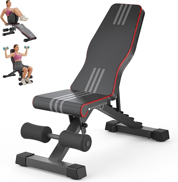 Multi-Function 6 in 1 Weight Bench Set - Leg Press, Preacher Curl Rack, Adjustable Workout Bench & Squat Rack for Full Body Exercise, Fitness Strength Training for Home Gym
