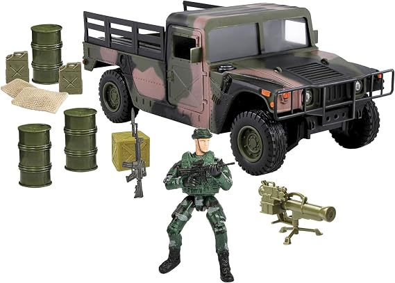 WORLD PEACEKEEPERS from Peterkin | 26cm Humvee Pick Up Truck with Military Figures and Accessories | 1:18 Scale | Action Figures & Accessories | Ages 3+