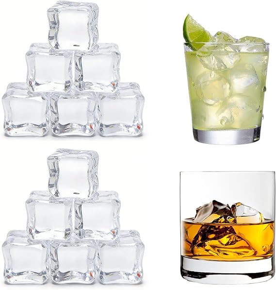 12 Pcs Acrylic Clear Fake Ice Cubes, Artificial Ice Chunk for Cocktail Bars,Party Decor,Photography Display Decorative(2.5cm/1inch)