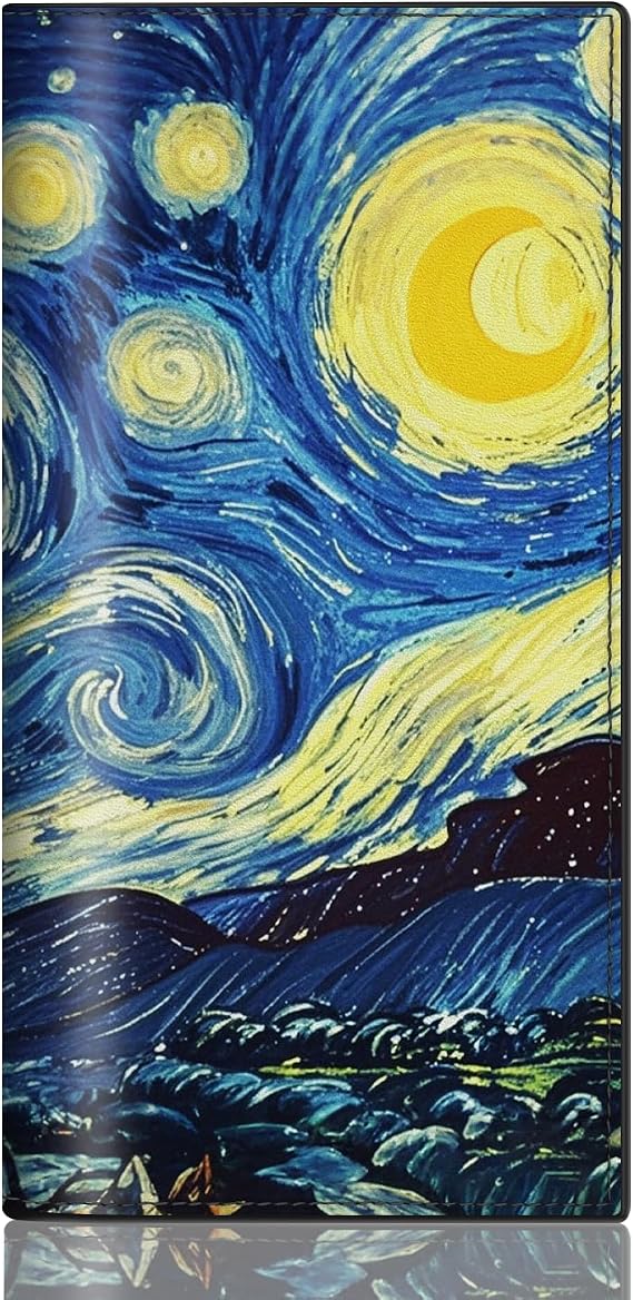 CASMONAL Starry Night Checkbook Covers for Personal Checkbook, PU Leather Check Book Covers for Women & Men Fashionable Print Design