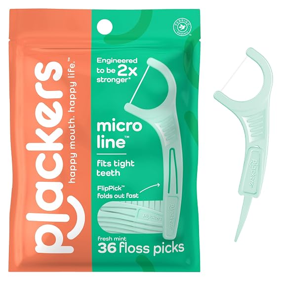 Plackers Micro Line Floss Picks, Mint, 36 Count
