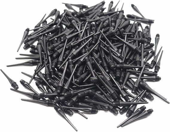 Black 2BA Plastic Soft Dart Points 300 Pack Replacement Tips | 2BA standard thread plastic soft dart tips for electronic dartboards, durable replacement dart accessories