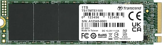 Transcend 1TB MTE110S PCIe 3.0 M.2 2280 SSD, 1700MB/s, Low Power | NVMe Gen3x4 Internal Solid State Drive, for Laptop & PC Desktops, SLC Cache