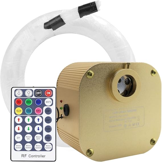 16W Twinkle Fiber Optic Star Ceiling Kit Light, RGB+White LED Engine Driver with RF 28 Key Remote and Optical Fiber Cable Strands (300pcs*0.03in*6.5ft)