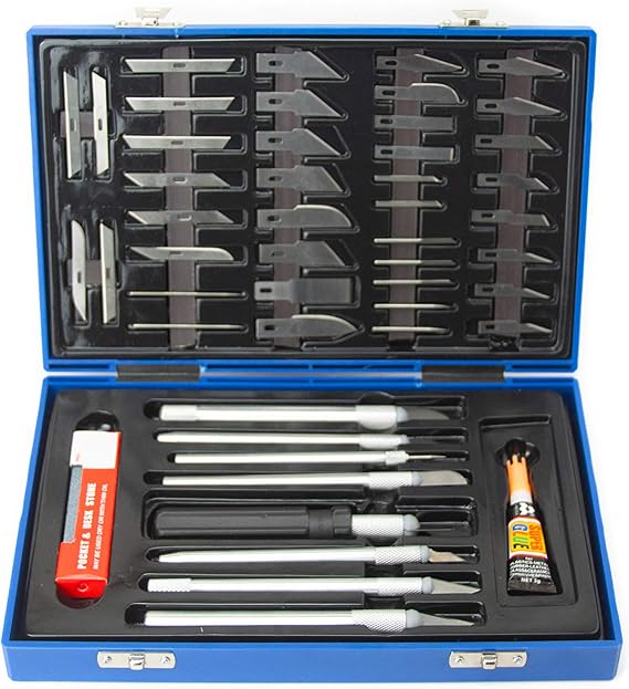 VCT 56pc Precision Craft Knife Set Professional Razor Sharp Knives for Art, Hobby, Scrap booking and Sculpture