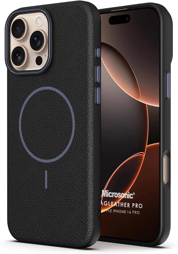 Microsonic Apple iPhone 16 Pro Case MagLeather Pro Black [Case Compatible with iPhone 16 Pro - Black]