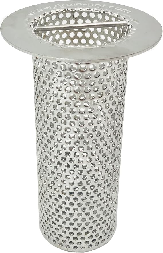 3" Commercial Floor Drain Strainer, 6" Tall, Perforated Stainless Steel
