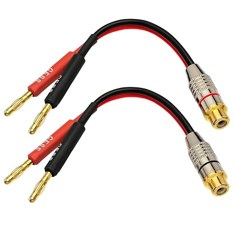 CNCESS Banana Plug to RCA Jack Speaker Cable Adapter, 5 Inch