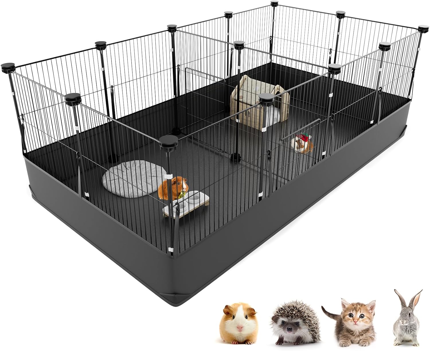 Pet Fence with Door, Waterproof Mat and Divider