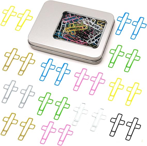 Decorative Cross Paper Clips 100 Pcs, Bible Study Supplies | Christian Stationery, Bible Study Supplies and Decorative Page Markers for Church, Classrooms, Planners and Notebooks