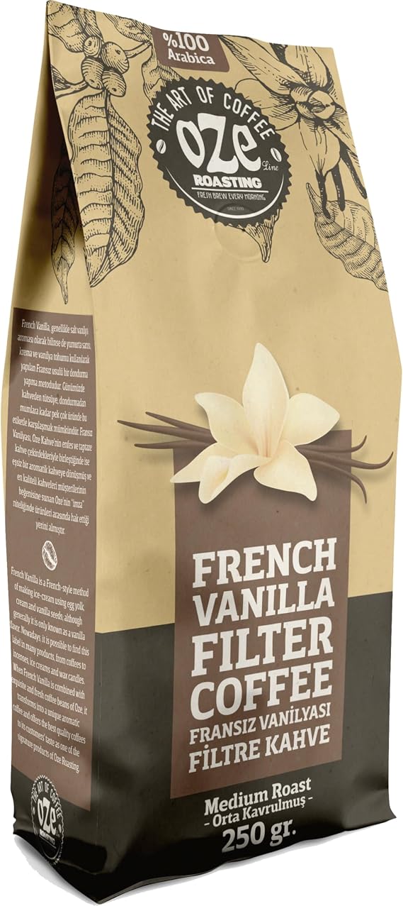 Ozeline Vanilya Aromalı Filtre Kahve 250 g – Moka Pot için Öğütülmüş – Yumuşak Vanilya Aroması