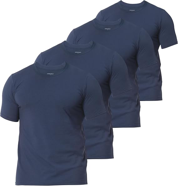 Comfneat Men's 4-Pack Basic Tee Crew Neck Cotton T-Shirts Light Undershirts