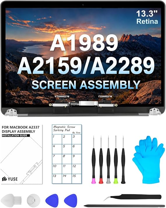 A1989 A2159 A2289 Screen Replacement 13.3" for MacBook Pro Full LCD(Silver)